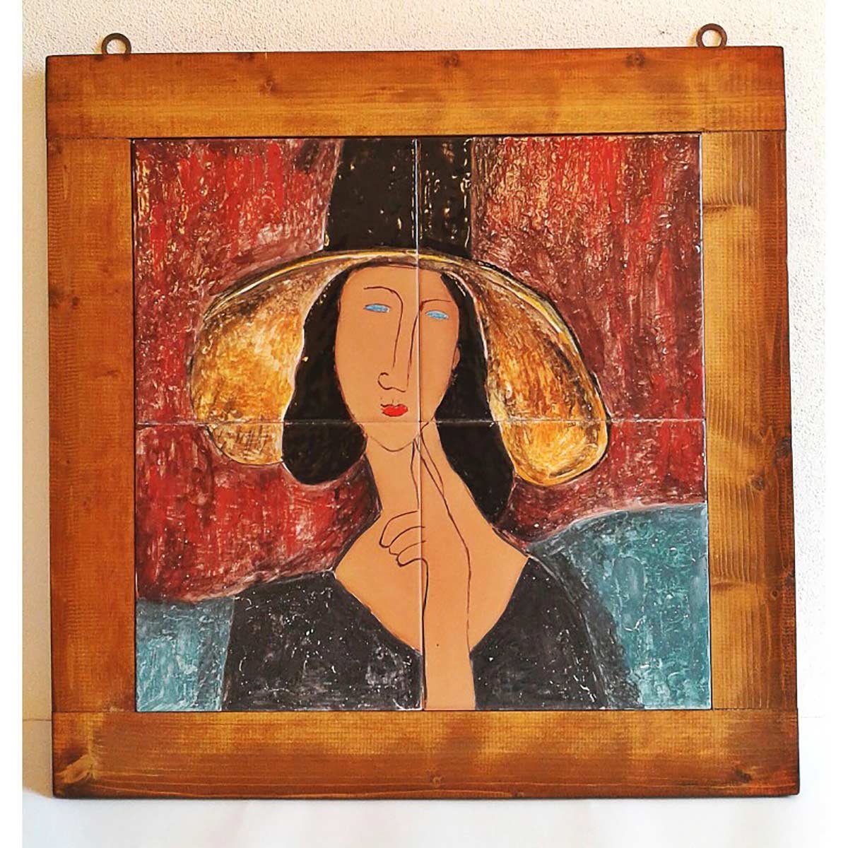 Quadro legno e ceramica 